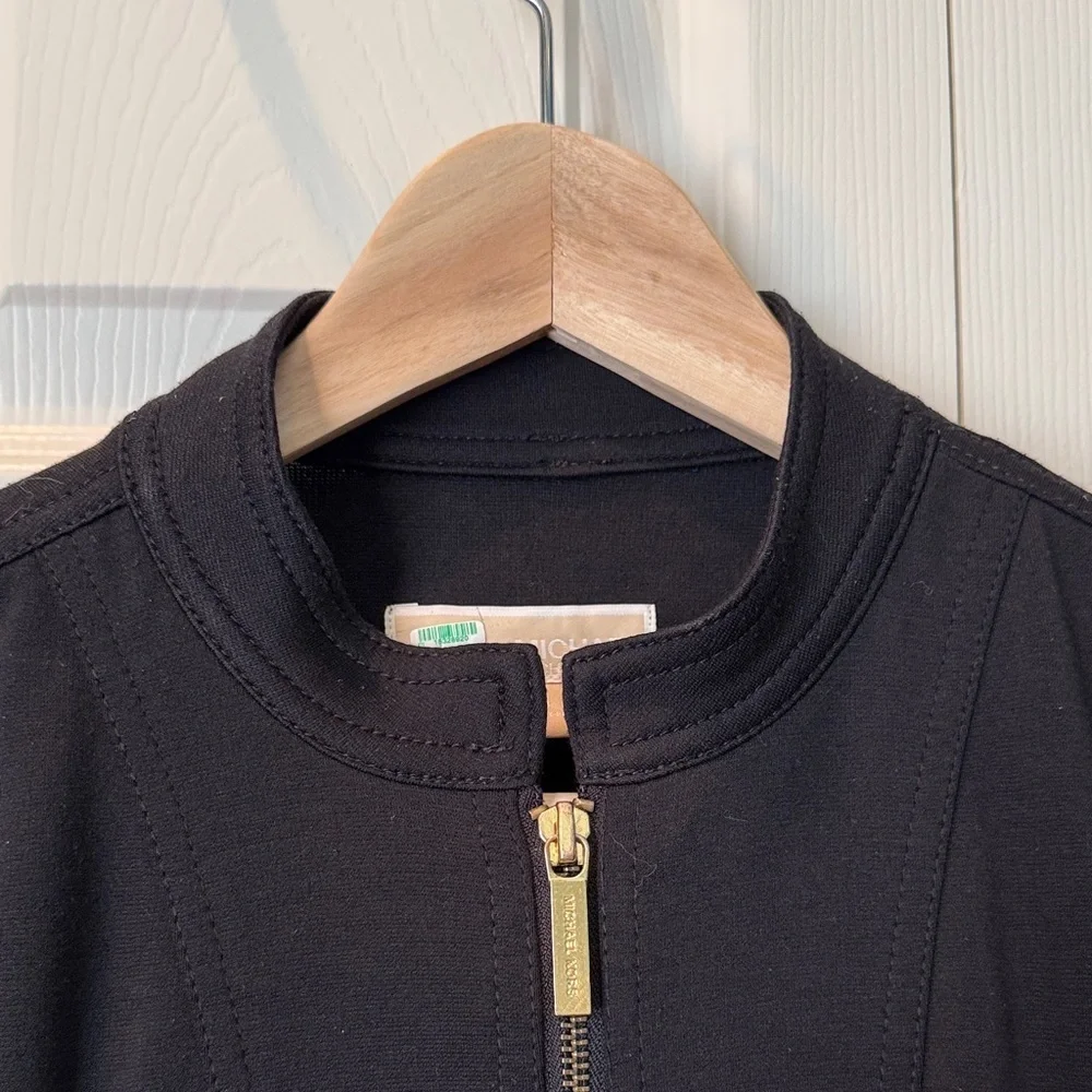 % Michael Kors Medium Black Jacket with Gold Zippers